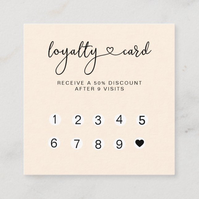 Loyalty 10 Nails Lashes Business Card Quadratische Quadratische Visitenkarte (Rückseite)