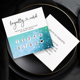 Loyalty 10 Nails Lashes Glitzer Quadratische Visitenkarte