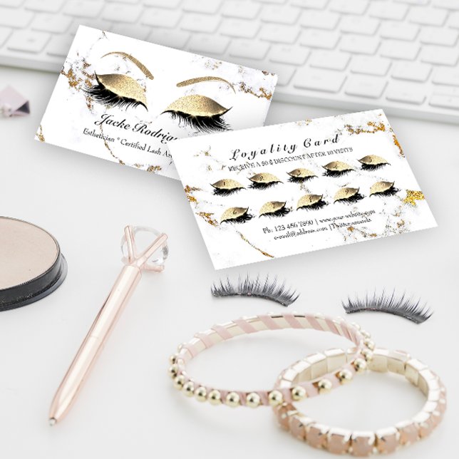 Loyalty Card 10 Makeup Artist Lashes Gold Treuekarte (Loyalty Card 10 Makeup Artist Lashes Marble Gold)