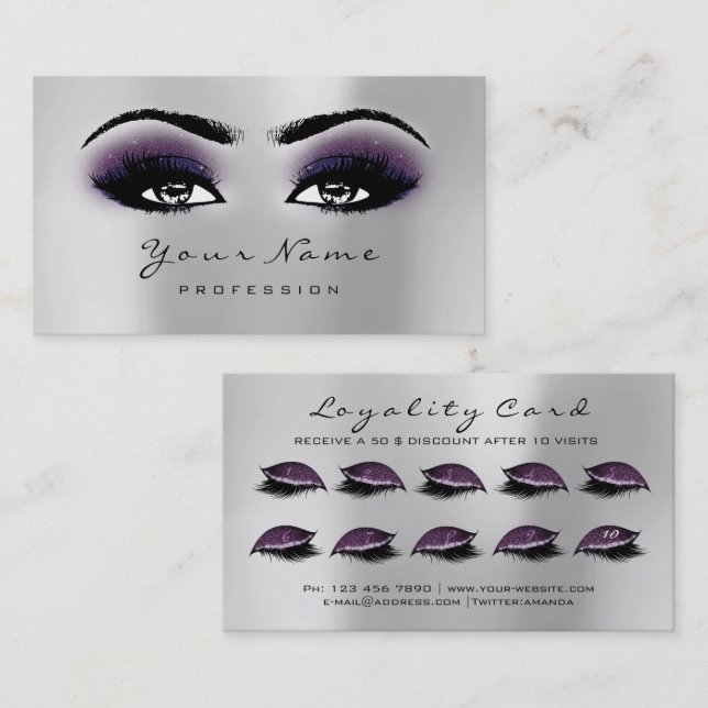 Loyalty Card 10 Makeup Lashes Treuekarte (Vorne/Hinten)