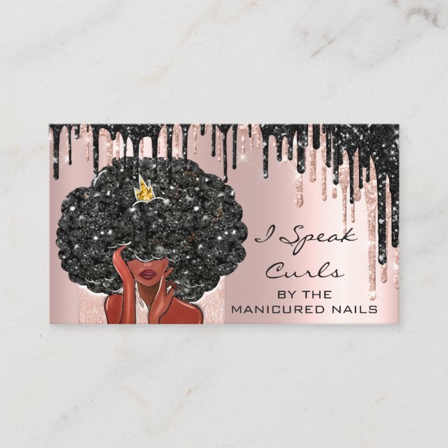 Loyalty Card 10 Punch Curly Friseur Rose Visitenkarte (Vorderseite)