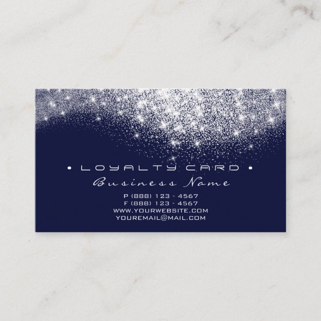 Loyalty Card 6 Beauty Salon Gray Navy Glitzer Treuekarte (Vorderseite)