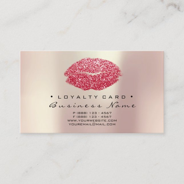 Loyalty Card 6 Beauty Salon Kiss Rotes Herz Treuekarte (Vorderseite)