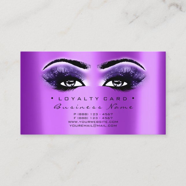 Loyalty Card 6 Beauty Salon Lash Lila Violett Treuekarte (Vorderseite)