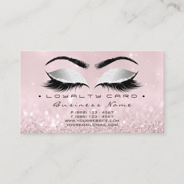 Loyalty Card 6 Beauty Salon Lash Rosa Grau Treuekarte (Vorderseite)