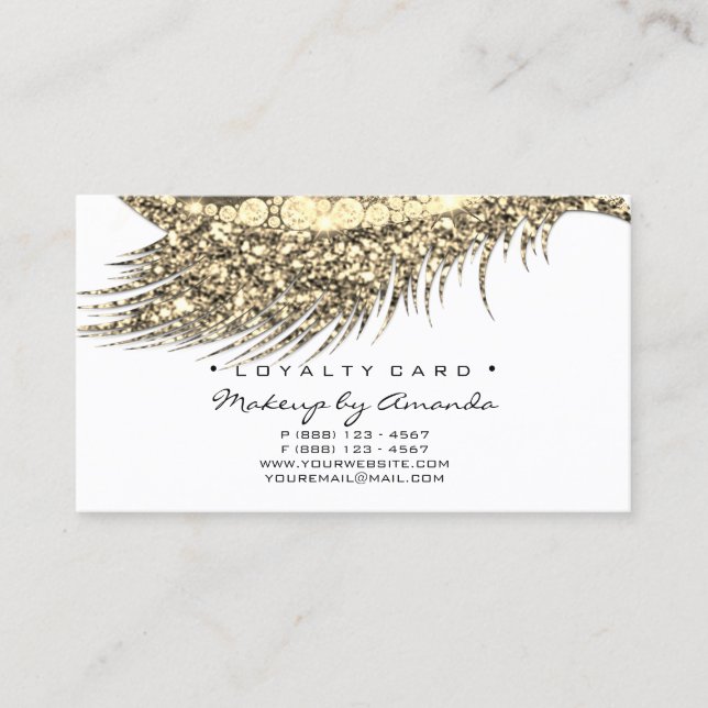 Loyalty Card 6 Beauty Salon Lash Schwarz-weiß Gold Treuekarte (Vorderseite)