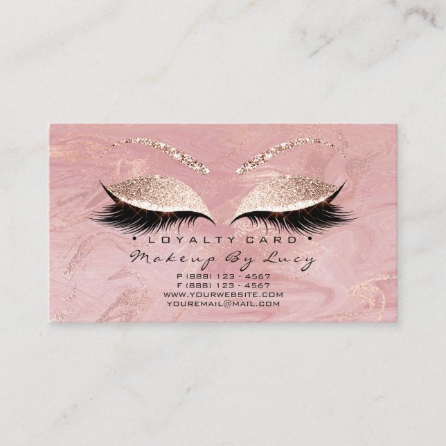 Loyalty Card 6 Beauty Salon Lashes Glitzer Treuekarte (Vorderseite)