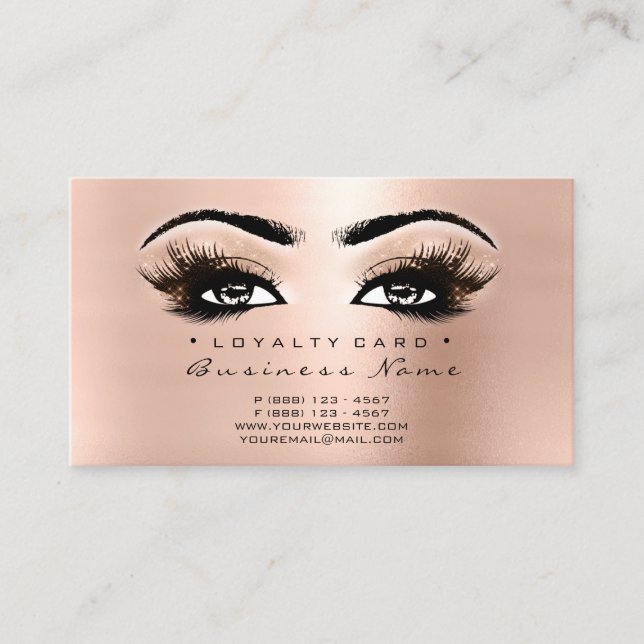 Loyalty Card 6 Beauty Salon Lashes Rose Treuekarte (Vorderseite)