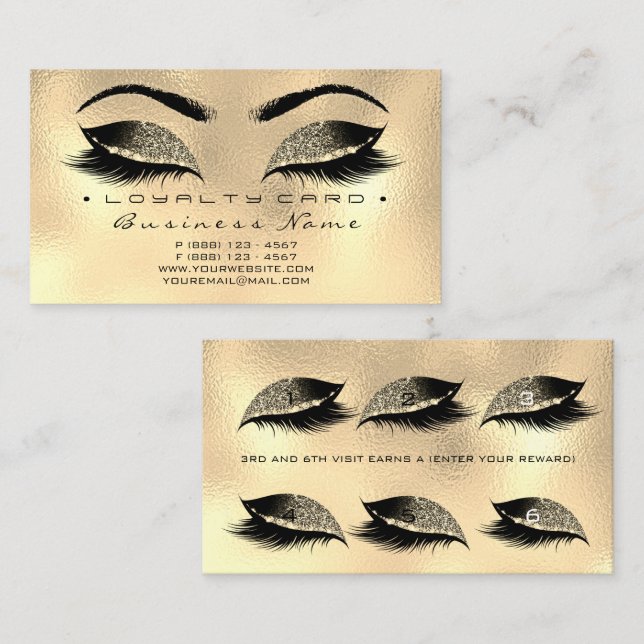 Loyalty Card 6 Beauty Salon Lashes Treuekarte (Vorne/Hinten)