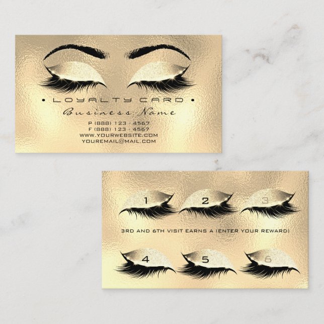 Loyalty Card 6 Beauty Salon Lashes WELLNESS-CENTER Treuekarte (Vorne/Hinten)