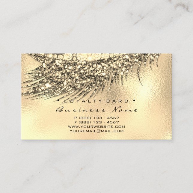 Loyalty Card 6 Beauty Salon Lux Lash Gold Metallic Treuekarte (Vorderseite)