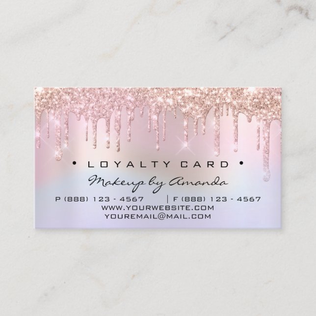 Loyalty Card 6 Punch Makeup Artist Heart Holograph Treuekarte (Vorderseite)