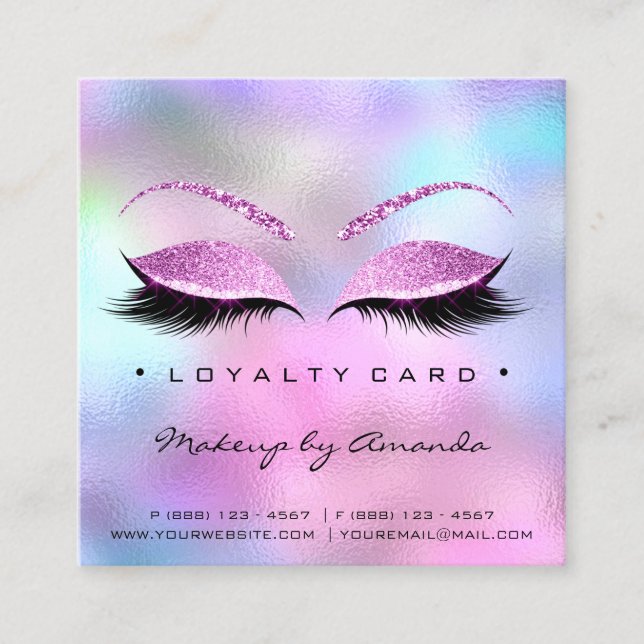 Loyalty Card 6 Punch Makeup Eyelash Heft Pink Treuekarte (Vorderseite)