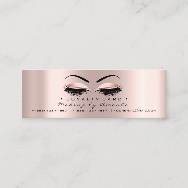 Loyalty Card 6 Punch Makeup Herz Rose Gold Kleine Treuekarte (Vorderseite)