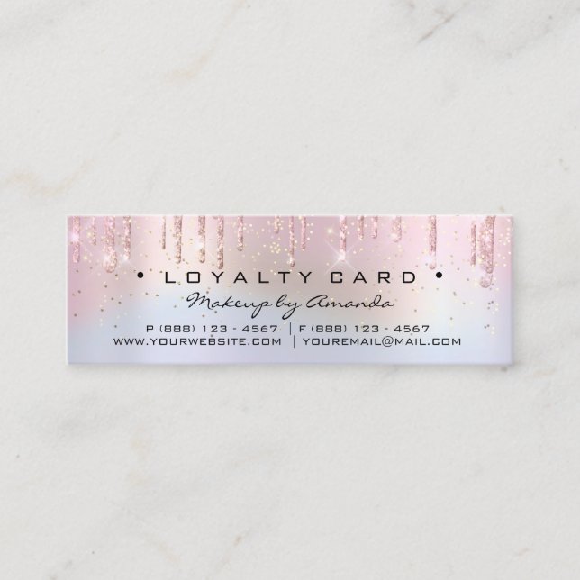 Loyalty Card 6 Punch Makeup Holograph Rose Kleine Treuekarte (Vorderseite)