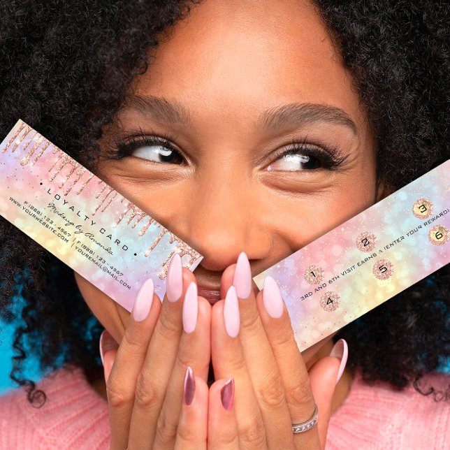 Loyalty Card 6 Punch Makeup Nails Holograph Kleine Treuekarte (Loyalty Card 6 Punch Makeup Nails Holograph Small)