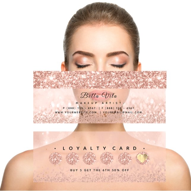 Loyalty Card 6 Punch Makeup Schönheit Herzstück Ro Treuekarte (Loyalty Card 6 Punch Makeup Beauty Heart RoseSpark )