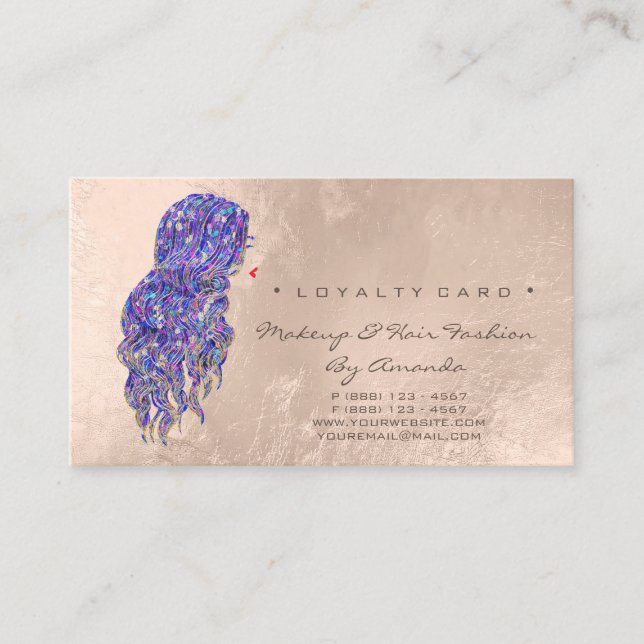 Loyalty Card 6 Schöner Friseur Makeup Lashes Treuekarte (Vorderseite)