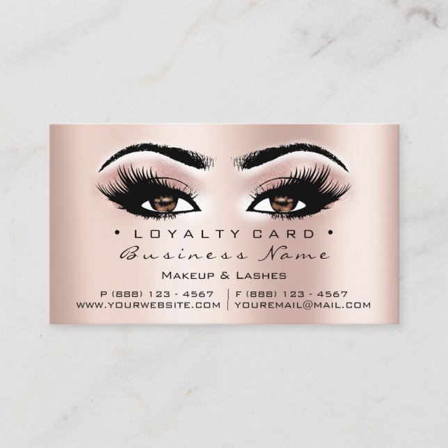 Loyalty Card 6 Schönheitssalon Lash Makeup Rose Br Treuekarte (Vorderseite)