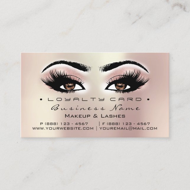 Loyalty Card 6 Schönheitssalon Lash Rose Braun Treuekarte (Vorderseite)