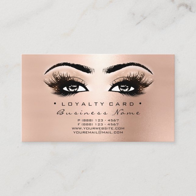Loyalty Card 6 Schönheitssalon Lash Rose Gold Rosa Treuekarte (Vorderseite)