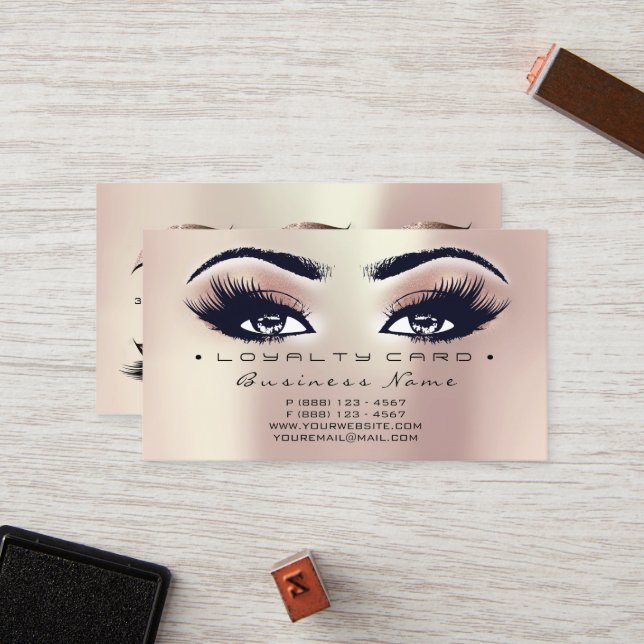 Loyalty Card 6 Schönheitssalon Lash Rose Gold Treuekarte (Vorderseite/Rückseite Beispiel)