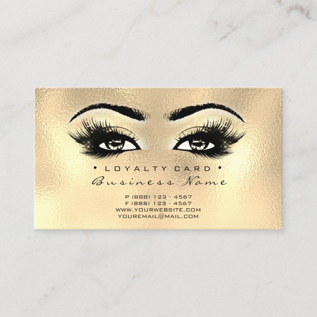 Loyalty Card 6 Schönheitssalon Lashes Gold Treuekarte (Vorderseite)