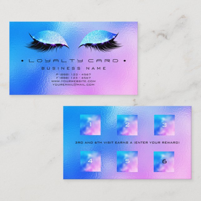 Loyalty Card 6 Schönheitssalon Makeup Glass Miami Treuekarte (Vorne/Hinten)