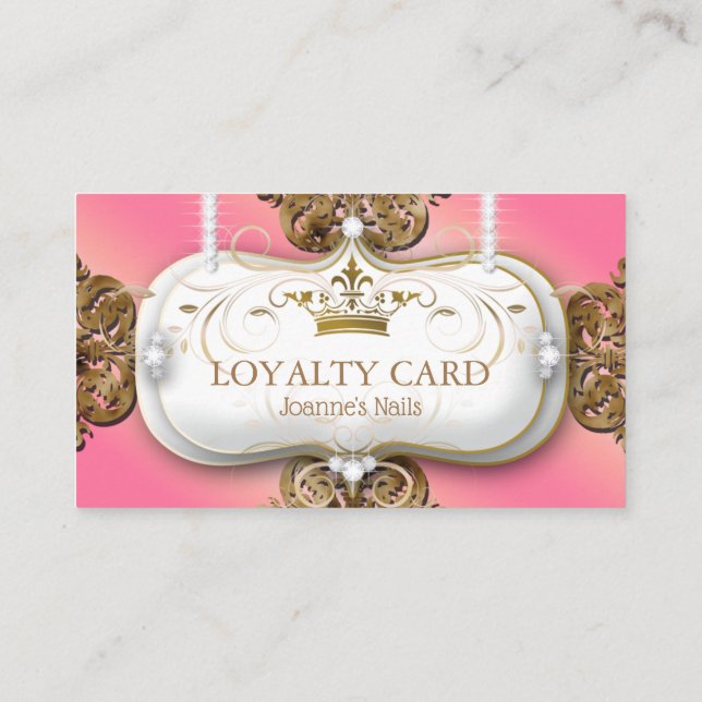 Loyalty Card Diamonds Gold Glitzer Crown Treuekarte (Rückseite)