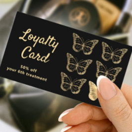 loyalty card faux gold foil butterflies visitenkarte