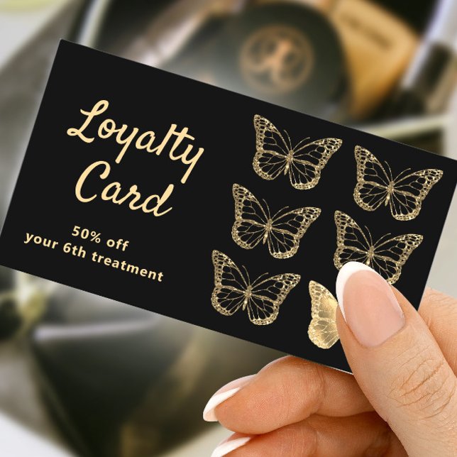 loyalty card faux gold foil butterflies visitenkarte (Von Creator hochgeladen)