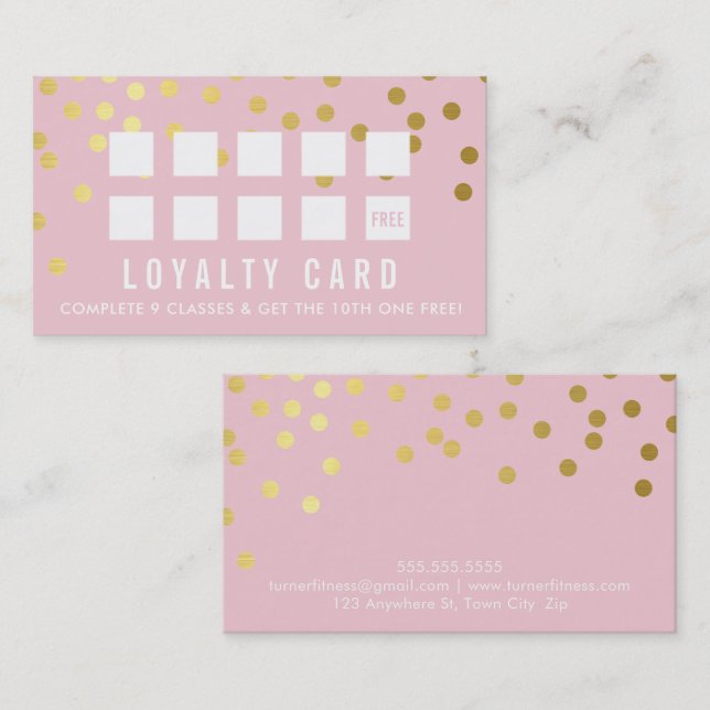 LOYALTY CARD glam conetti hübsch rosa Gold Treuekarte (Vorne/Hinten)