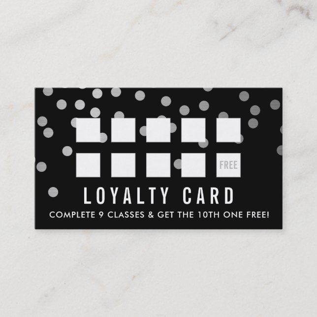 LOYALTY CARD glam conetti silber schwarz Treuekarte (Vorderseite)