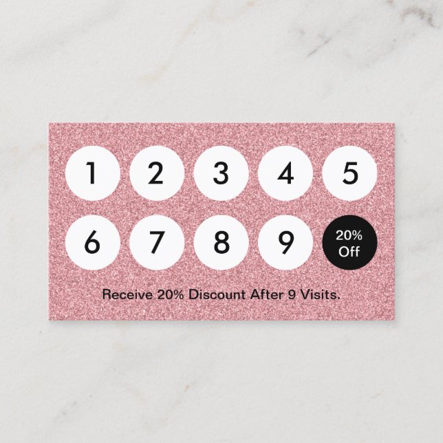 Loyalty Card Modernes Rosa Rose Gold Glitzer Salon Treuekarte (Vorderseite)