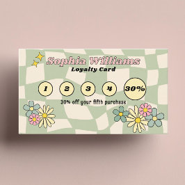 Loyalty Card Retro Green Karos Business Marketing Treuekarte