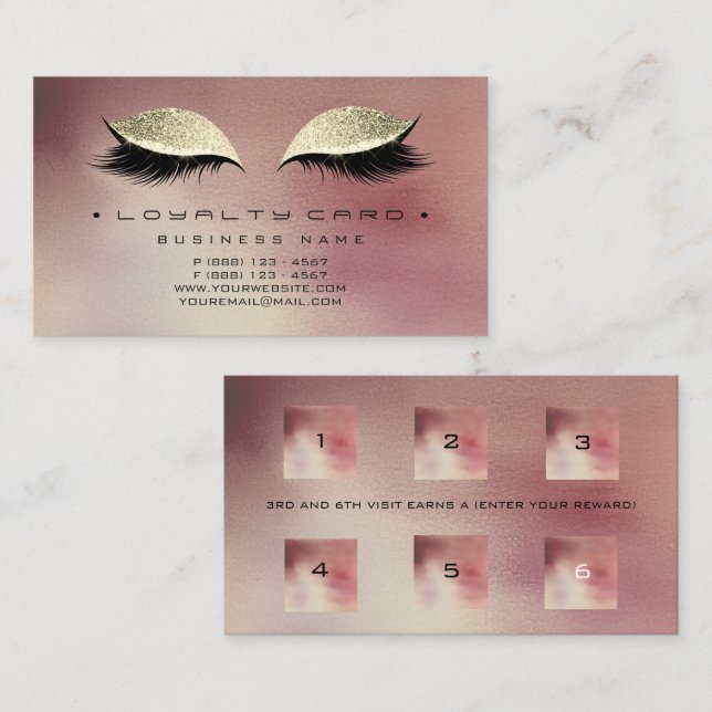 Loyalty Card Schönheitssalon Makeup Rose Gold Treuekarte (Vorne/Hinten)