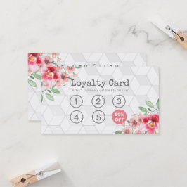 Loyalty Card Vintages Blumenmuster und Haarstil Treuekarte