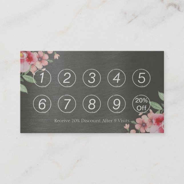 Loyalty Card Vintages Blumenmuster und Haarstil Treuekarte (Vorderseite)