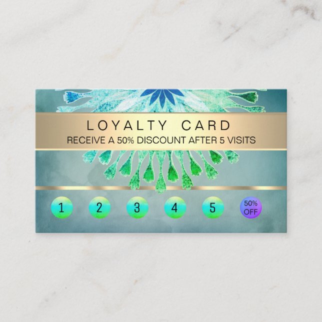 Loyalty Card Yoga Massage Aquamariner Vintager Lot Treuekarte (Vorderseite)