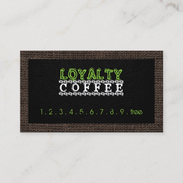 Loyalty Coffee Punch Burlap Border Treuekarte (Vorderseite)