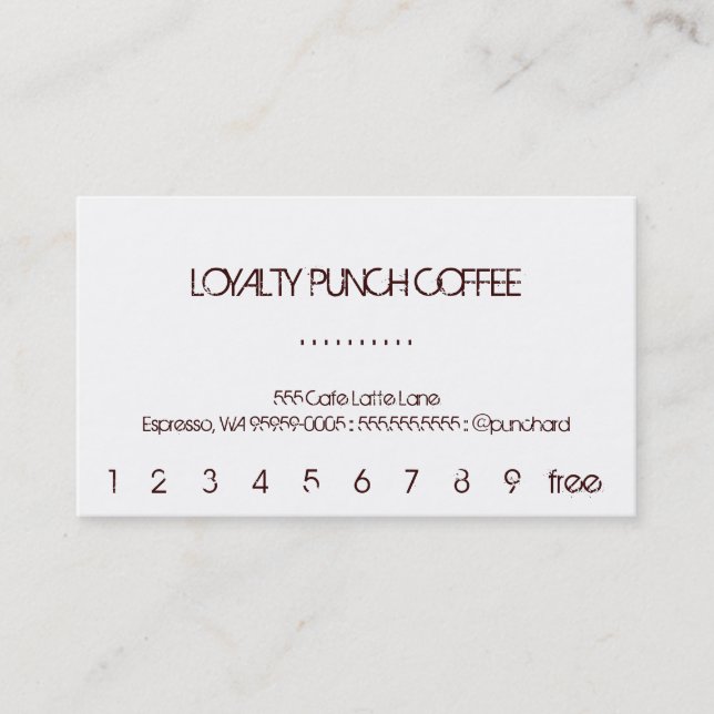 Loyalty Coffee Punch Card Treuekarte (Vorderseite)