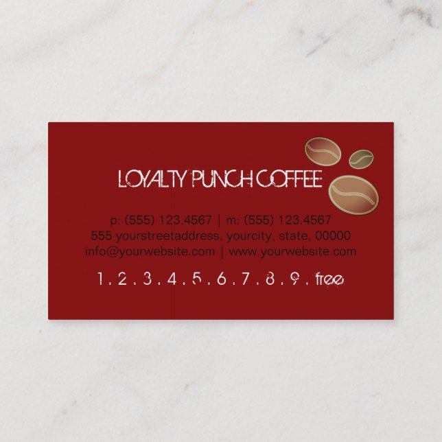 Loyalty Coffee Punch Deep Red Background Treuekarte (Rückseite)