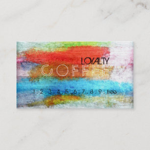 Loyalty Coffee Punch Farbiges modernes Holz #47 Treuekarte