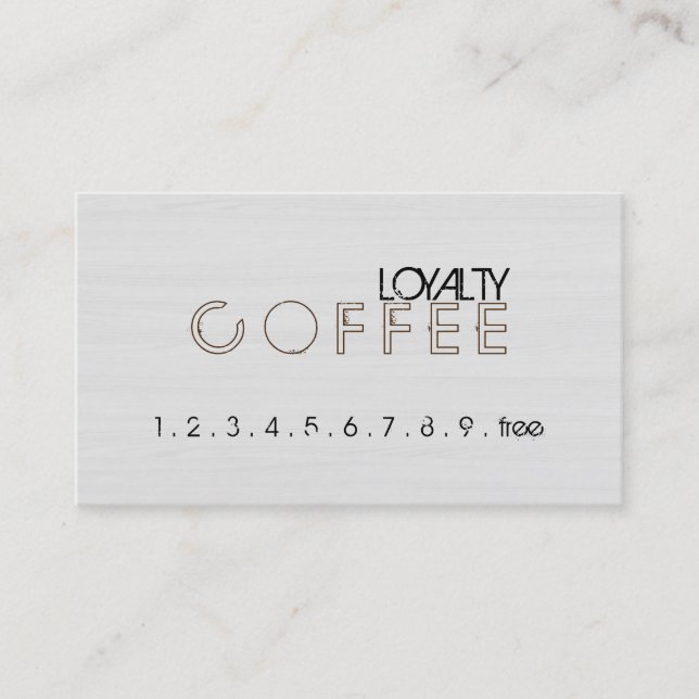 Loyalty Coffee Punch Modern White Wood Grain #9 Treuekarte (Vorderseite)
