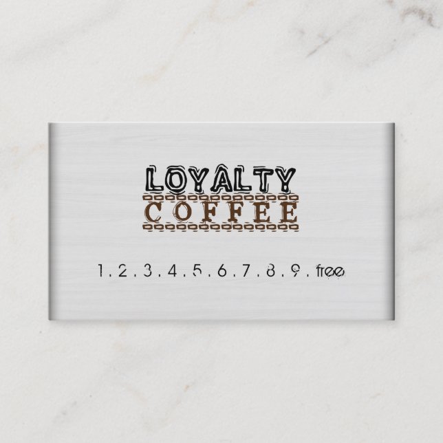 Loyalty Coffee Punch Moderner Weißholzkörner Treuekarte (Vorderseite)