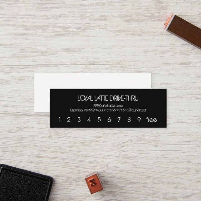 Loyalty Latte Mini Loyalty Drive Thru Treuekarte (Vorderseite/Rückseite Beispiel)
