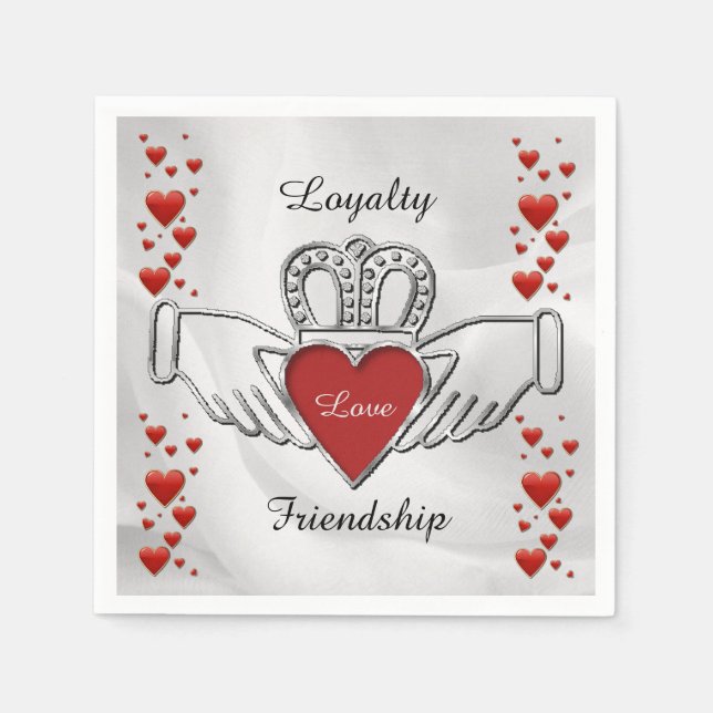 Loyalty Liebe Freundschaft Claddagh Napkins Serviette (Vorderseite)