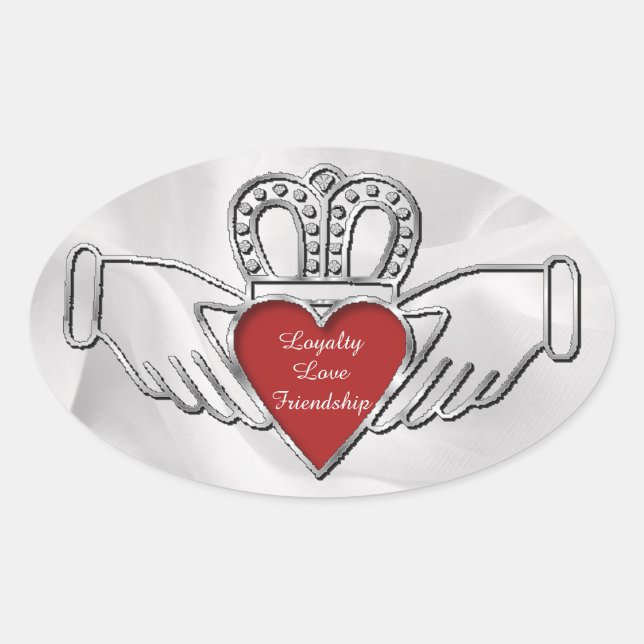 Loyalty Liebe Freundschaft Claddagh Oval Stickers (Vorderseite)
