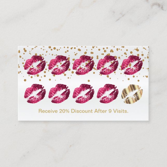 Loyalty Punch Card - Hot Pink Glitzer Treuekarte (Vorderseite)