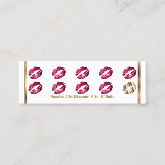 Loyalty Punch Card - Hot Pink Glitzer - Weiß Treuekarte (Vorderseite)